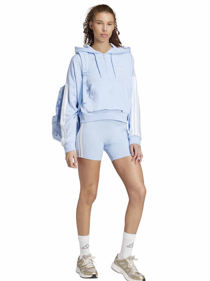 FELPA CON CAPPUCCIO CON MEZZA ZIP ADIDAS DONNA CELESTE