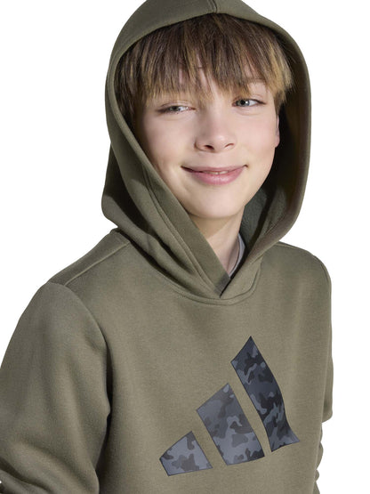 FELPA CON CAPPUCCIO CON GRAFICA MIMETICA ADIDAS BAMBINI OLIVA