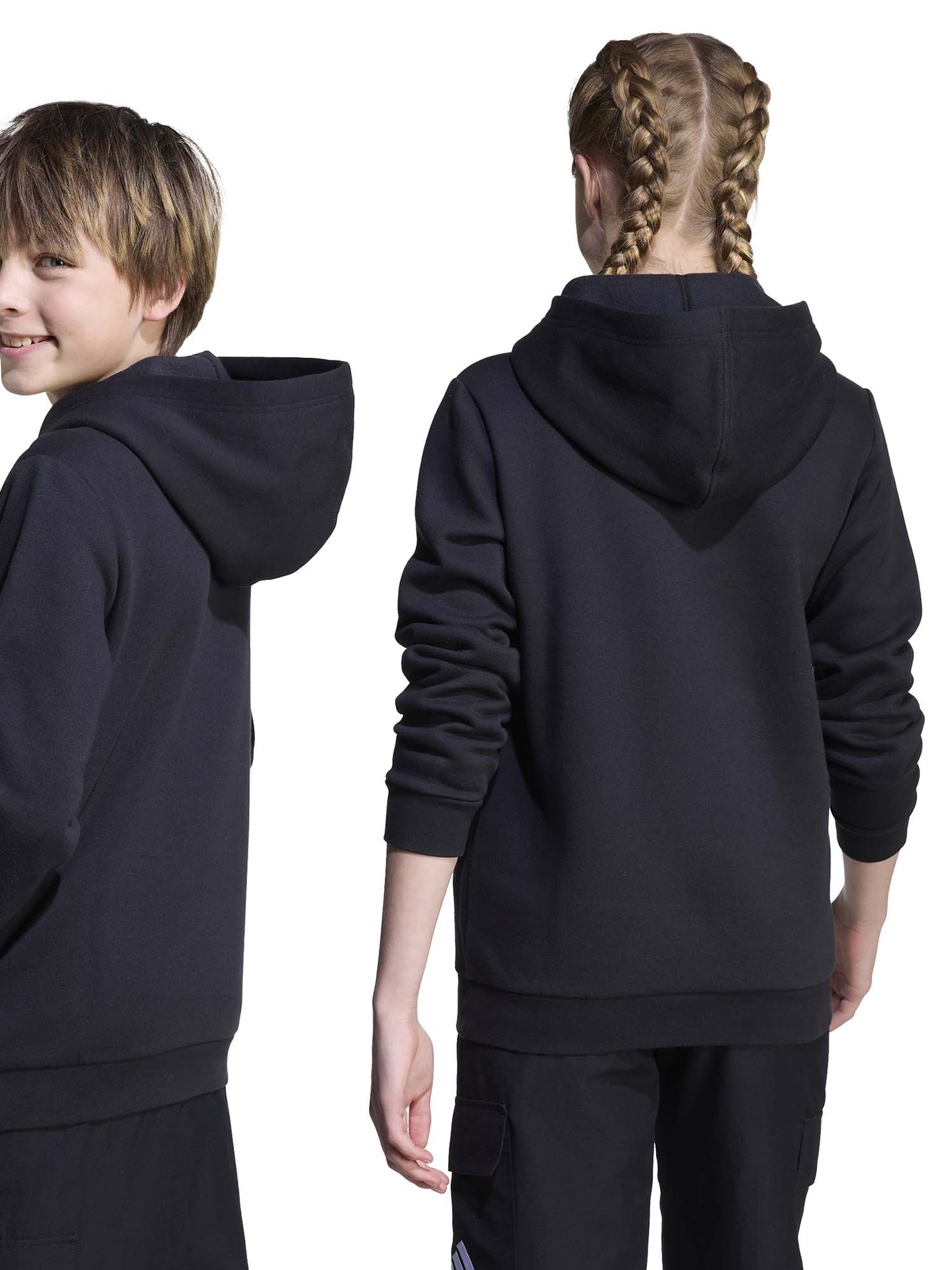 FELPA CON CAPPUCCIO CON GRAFICA MIMETICA ADIDAS BAMBINI NERO