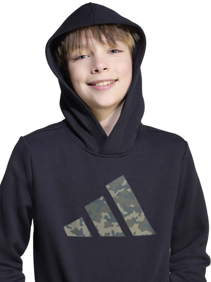 FELPA CON CAPPUCCIO CON GRAFICA MIMETICA ADIDAS BAMBINI NERO