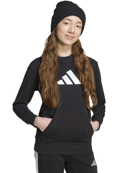 FELPA CON CAPPUCCIO GRAFICA GLAM ADIDAS BAMBINA NERO