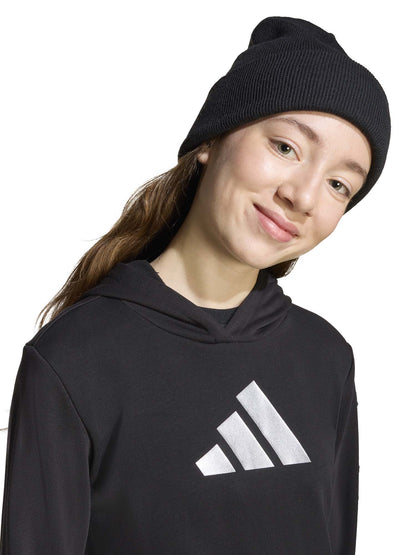 FELPA CON CAPPUCCIO GRAFICA GLAM ADIDAS BAMBINA NERO