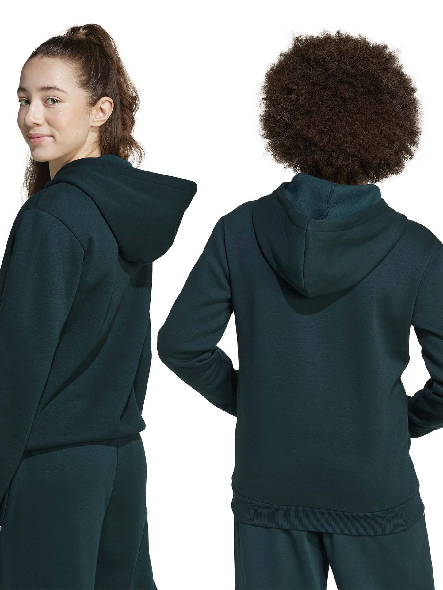 FELPA CON MAXI LOGO E CAPPUCCIO ADIDAS JUNIOR UNISEX VERDONE