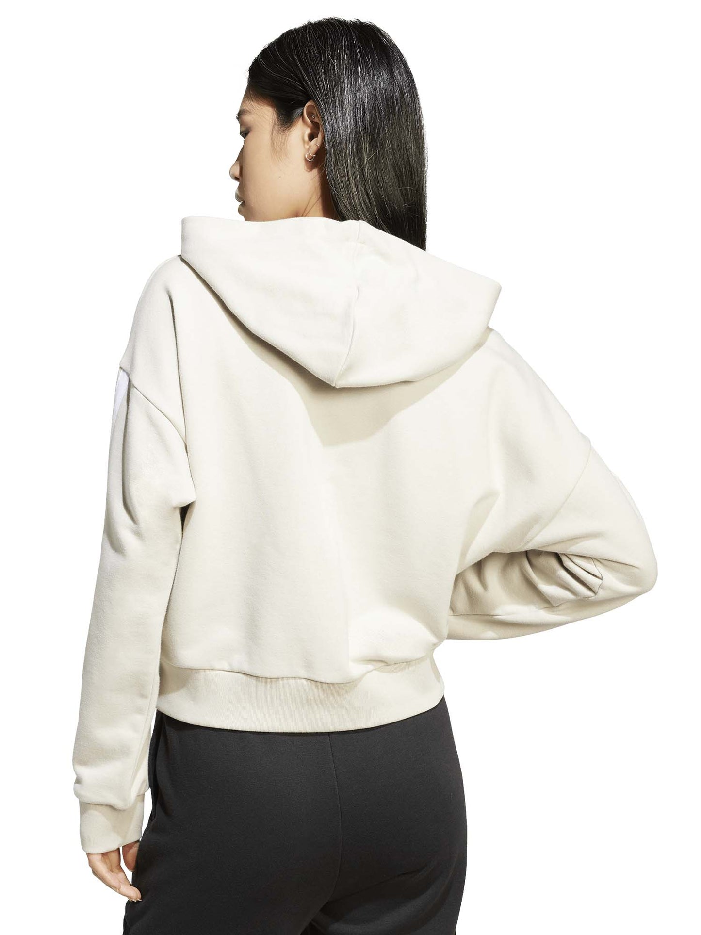 Felpa Essentials 3-Stripes con cappuccio da donna panna