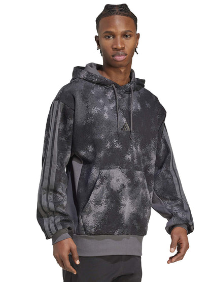 FELPA CON CAPPUCCIO AOP COLOURBLOCK ADIDAS DA UOMO NERO