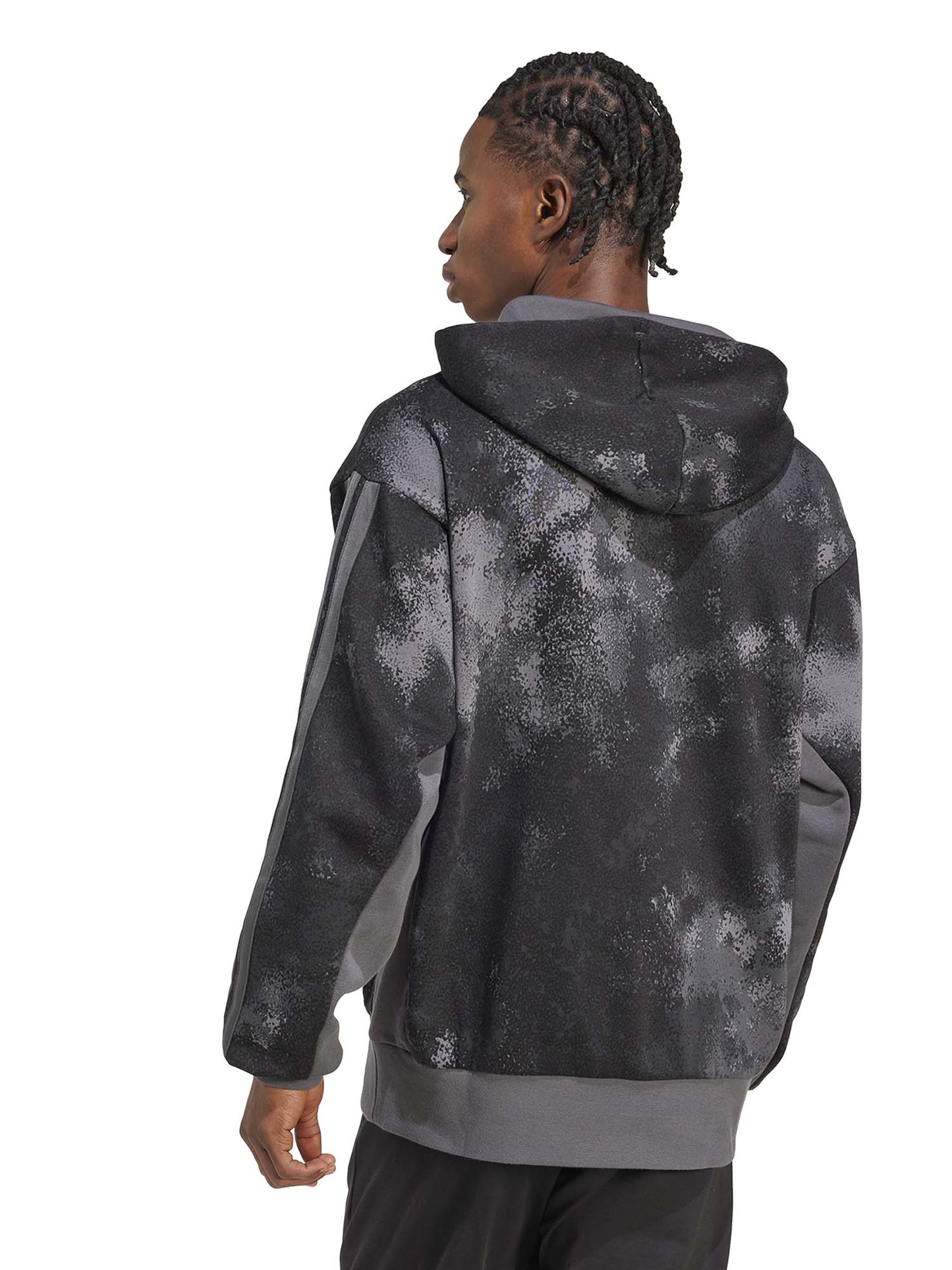 FELPA CON CAPPUCCIO AOP COLOURBLOCK ADIDAS DA UOMO NERO