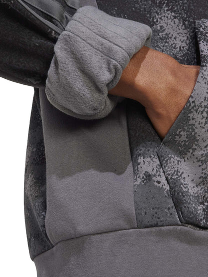 FELPA CON CAPPUCCIO AOP COLOURBLOCK ADIDAS DA UOMO NERO