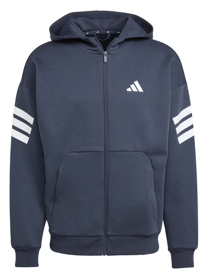 FELPA FULL ZIP E CAPPUCCIO ADIDAS DA UOMO BLU NOTTE