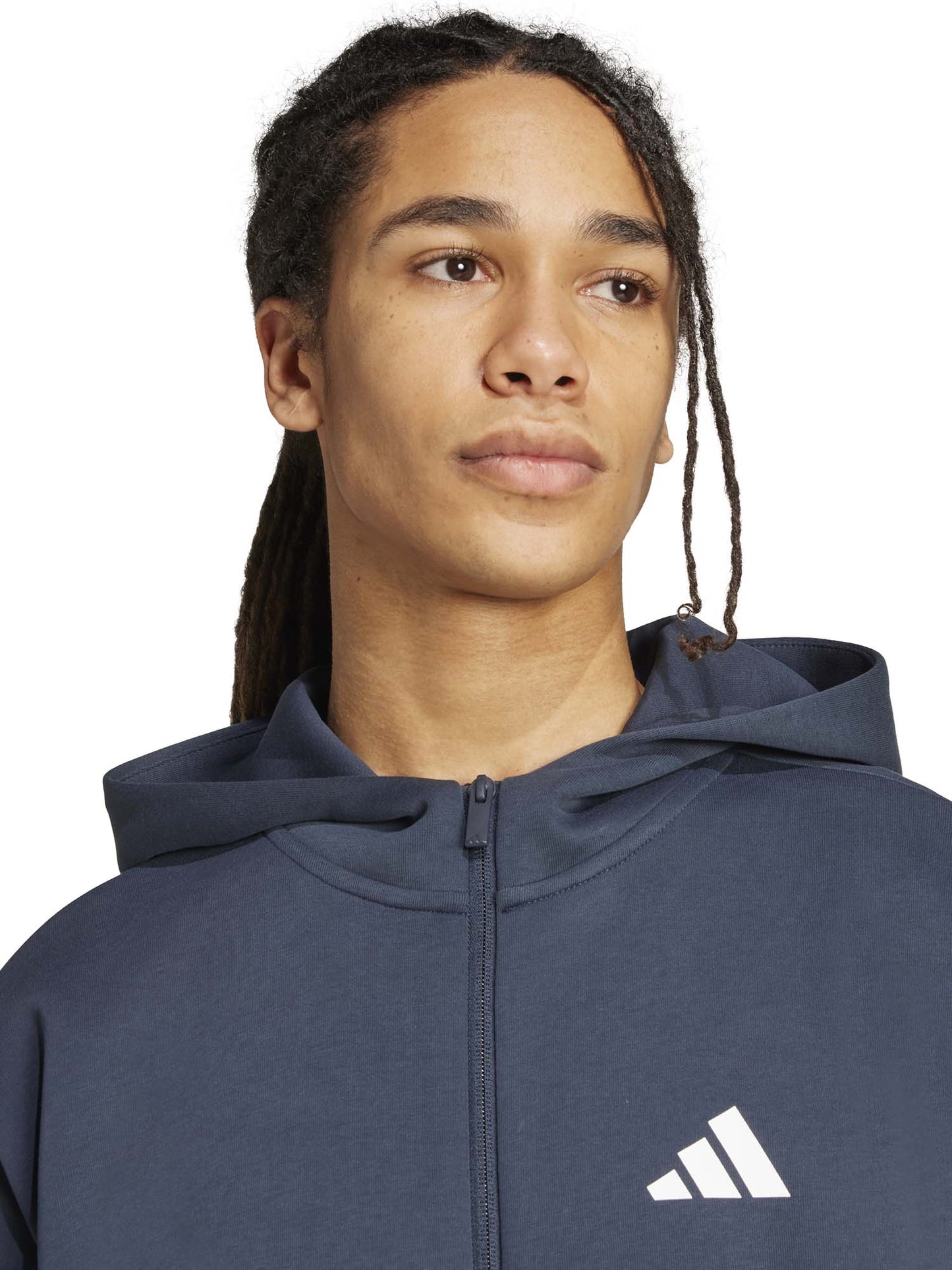 FELPA FULL ZIP E CAPPUCCIO ADIDAS DA UOMO BLU NOTTE