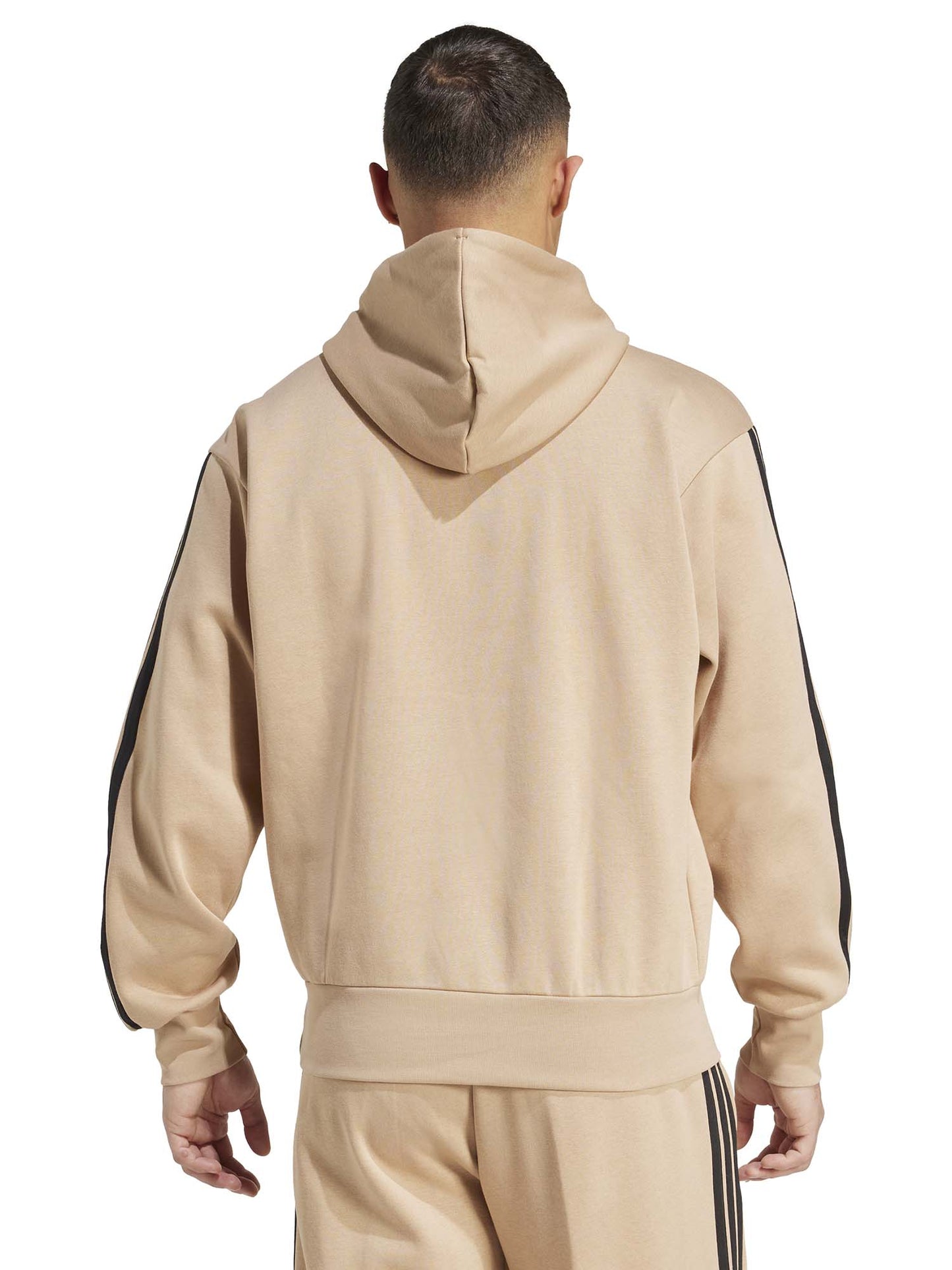 FELPA CON CAPPUCCIO ESSENTIALS 3-STRIPES ADIDAS DA UOMO NOCCIOLA