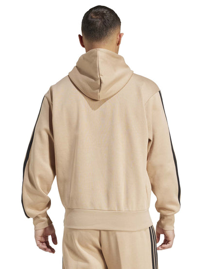 FELPA CON CAPPUCCIO ESSENTIALS 3-STRIPES ADIDAS DA UOMO NOCCIOLA
