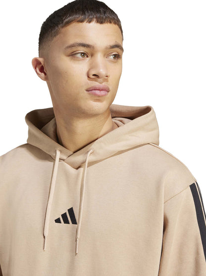 FELPA CON CAPPUCCIO ESSENTIALS 3-STRIPES ADIDAS DA UOMO NOCCIOLA