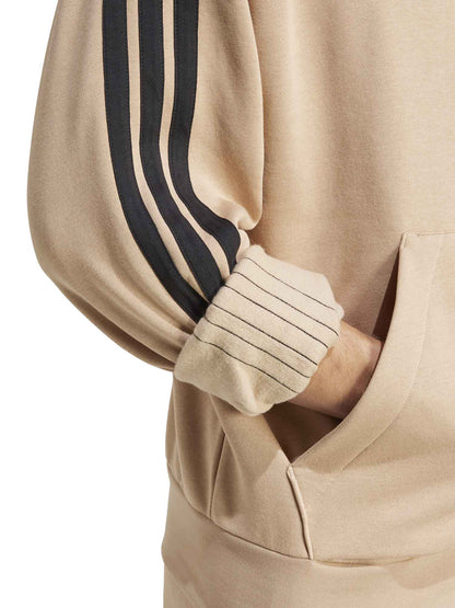 FELPA CON CAPPUCCIO ESSENTIALS 3-STRIPES ADIDAS DA UOMO NOCCIOLA