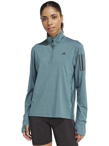 MAGLIA TECNICA CON 1/2 ZIP ADIDAS DA DONNA VERDE