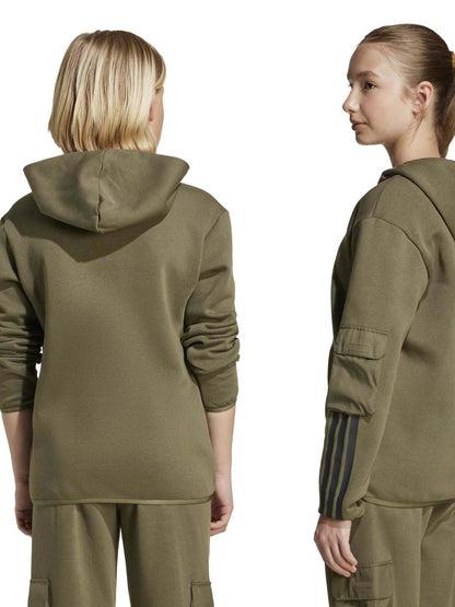 Adidas Utility Pack Fleece Hoodie, felpa Unisex bambino verde