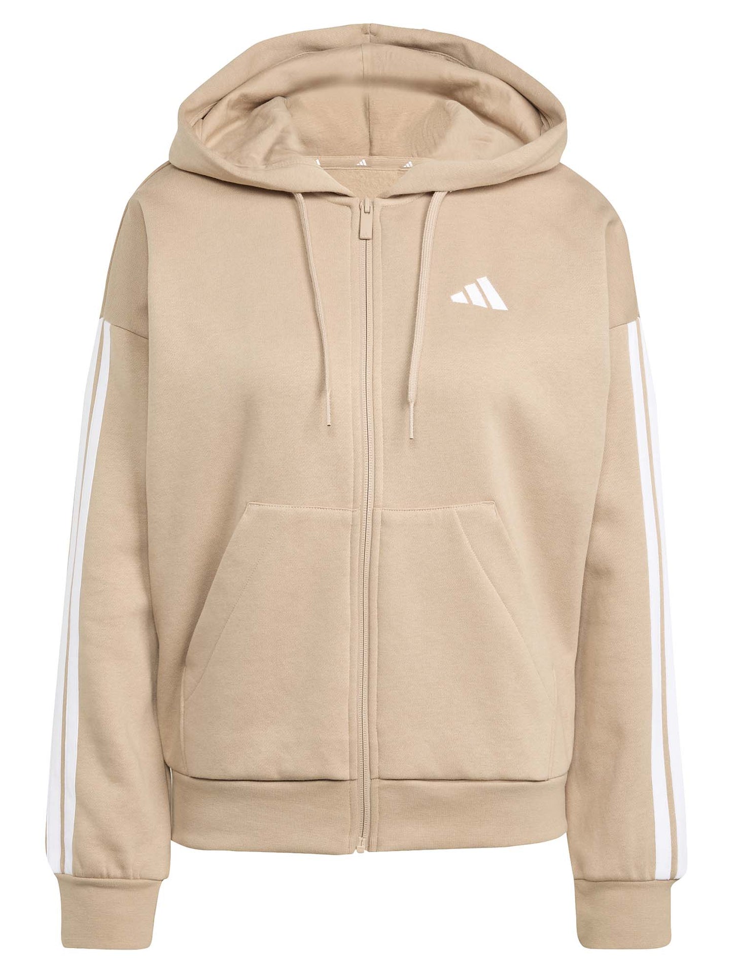 FELPA CON CAPPUCCIO ESSENTIALS 3 STRIPES ADIDAS DA DONNA NOCCIOLA