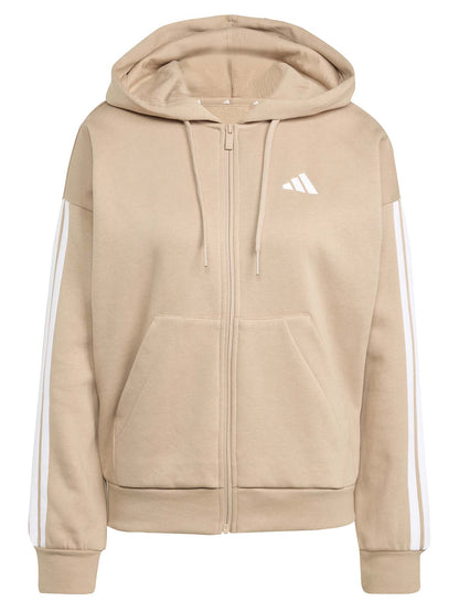 FELPA CON CAPPUCCIO ESSENTIALS 3 STRIPES ADIDAS DA DONNA NOCCIOLA