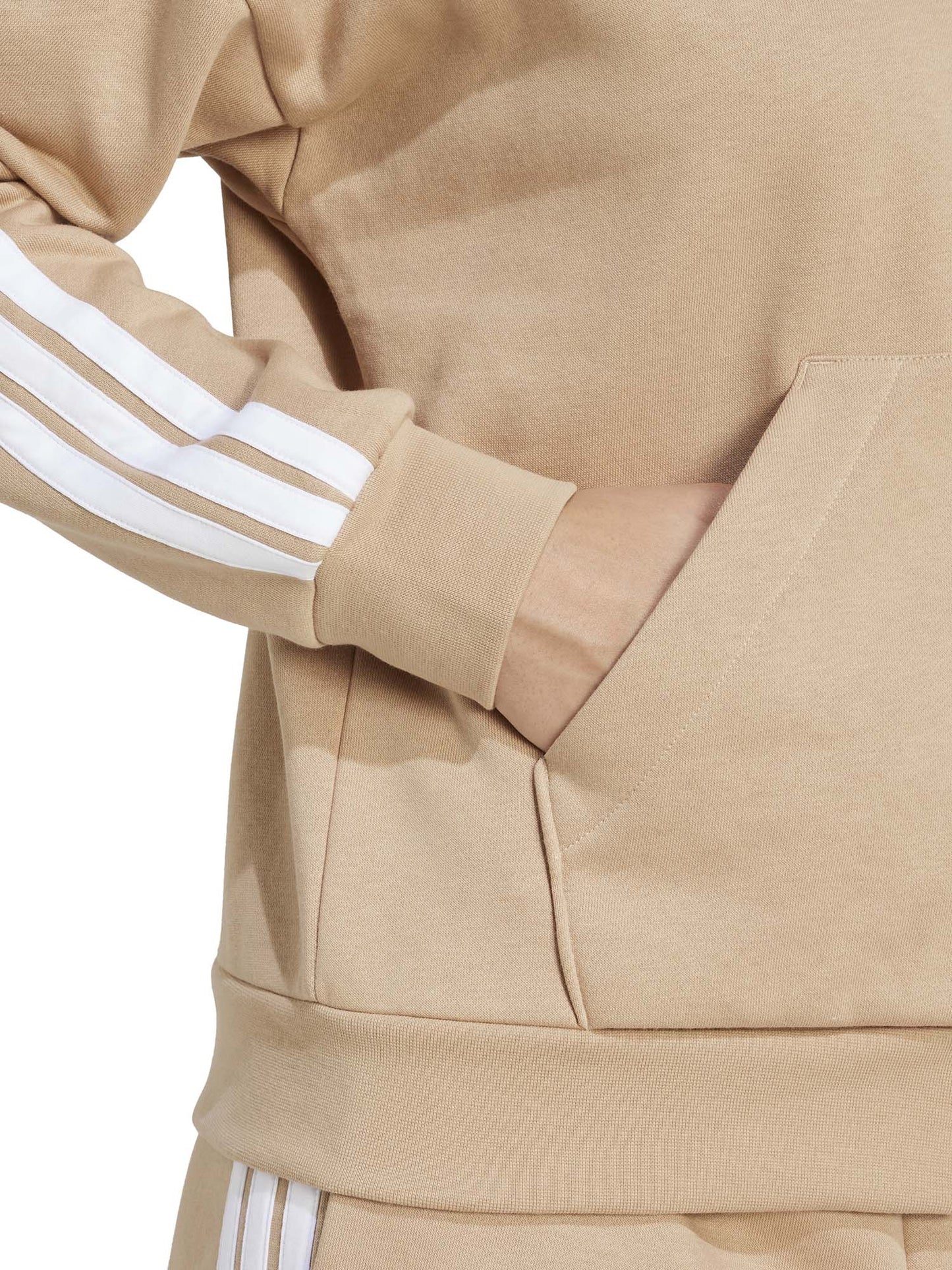 FELPA CON CAPPUCCIO ESSENTIALS 3 STRIPES ADIDAS DA DONNA NOCCIOLA