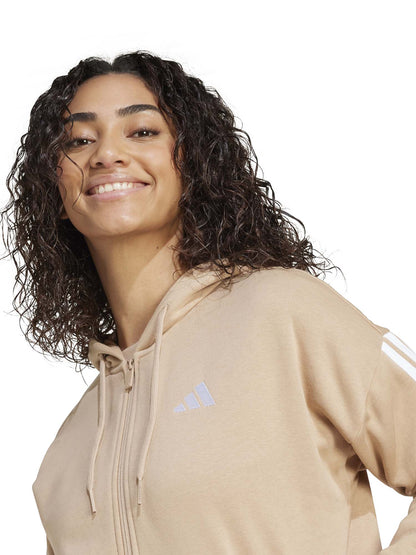 FELPA CON CAPPUCCIO ESSENTIALS 3 STRIPES ADIDAS DA DONNA NOCCIOLA