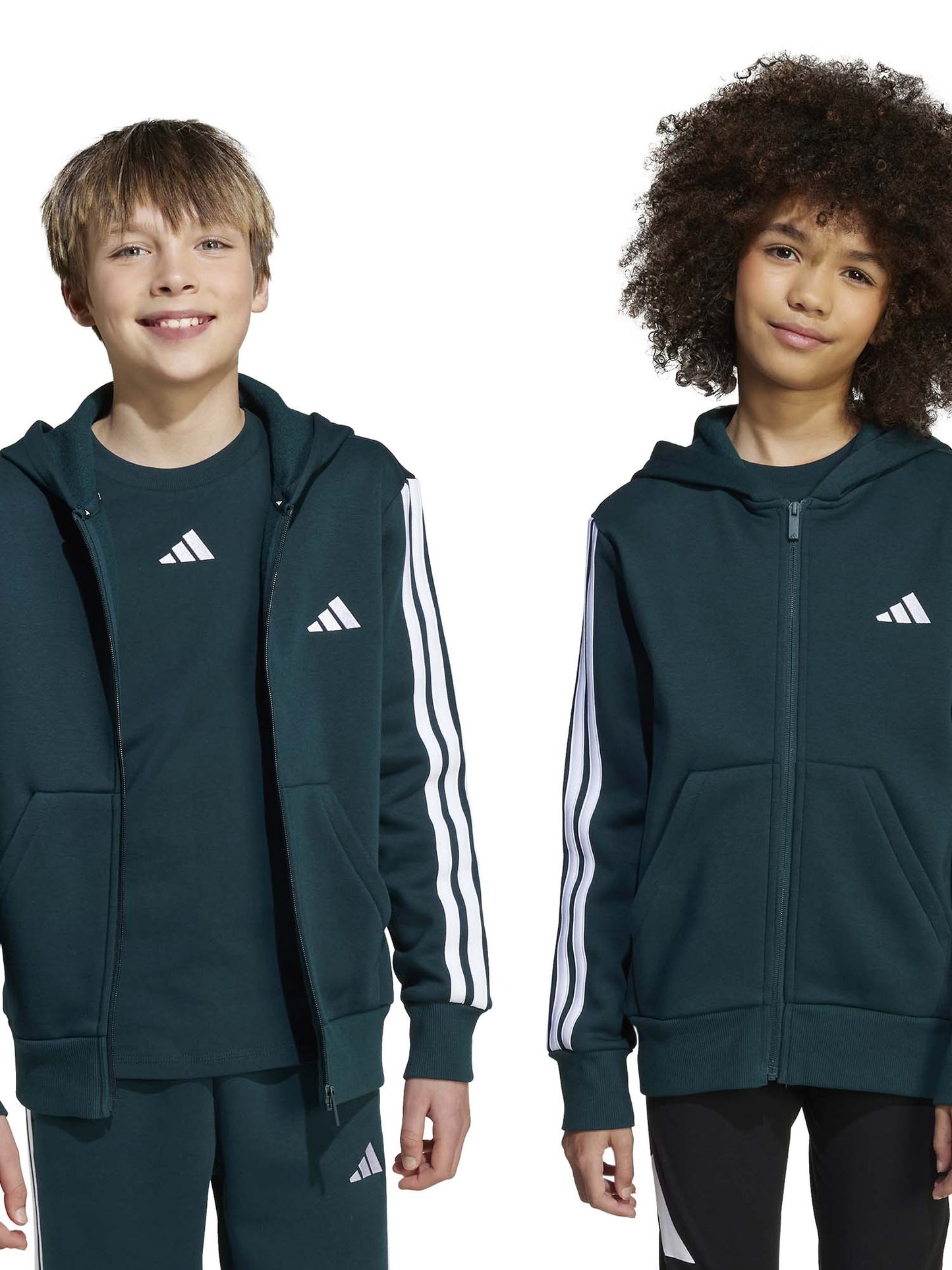 FELPA CON CAPPUCCIO E ZIP ADIDAS BAMBINI VERDONE