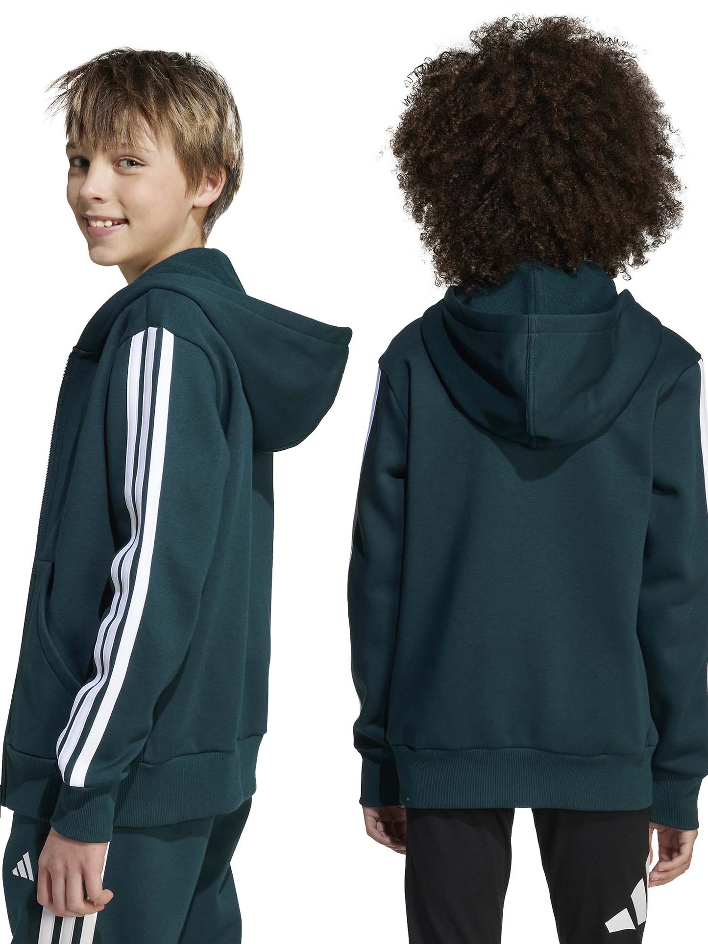 FELPA CON CAPPUCCIO E ZIP ADIDAS BAMBINI VERDONE