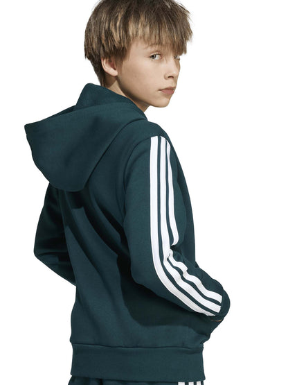 FELPA CON CAPPUCCIO E ZIP ADIDAS BAMBINI VERDONE