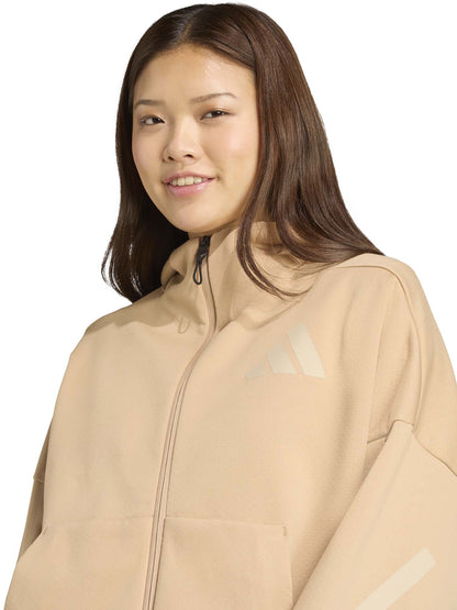 FELPA CON CAPPUCCIO E FULL ZIP Z.N.E. ADIDAS DA DONNA NOCCIOLA