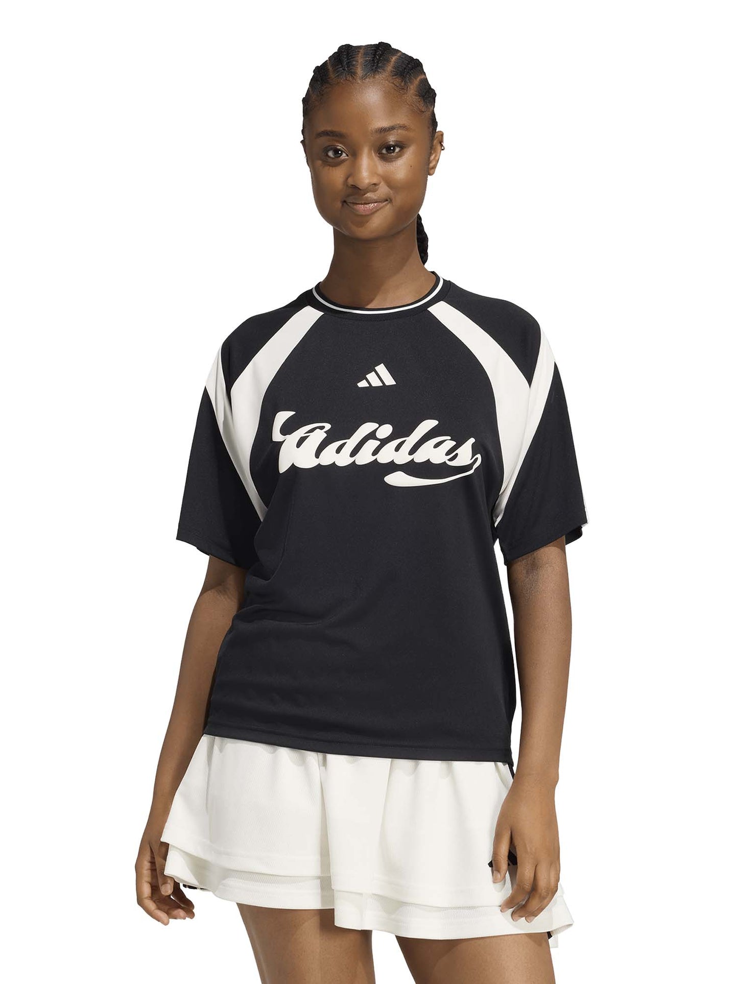 Adidas House of Tiro, t-shirt donna nera in poliestere riciclato