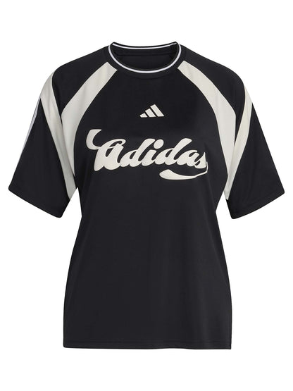 Adidas House of Tiro, t-shirt donna nera in poliestere riciclato