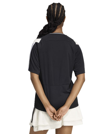 Adidas House of Tiro, t-shirt donna nera in poliestere riciclato