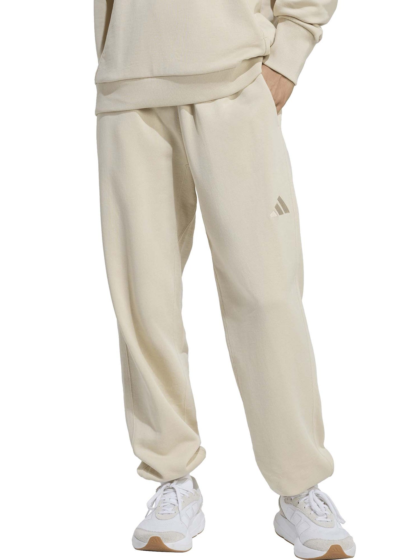 Pantaloni sportivi beige da donna Adidas in cotone French terry