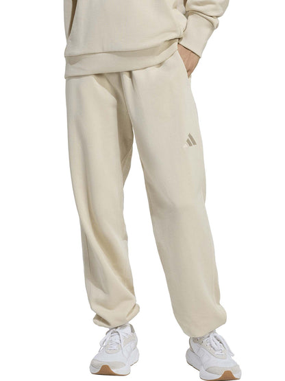 Pantaloni sportivi beige da donna Adidas in cotone French terry