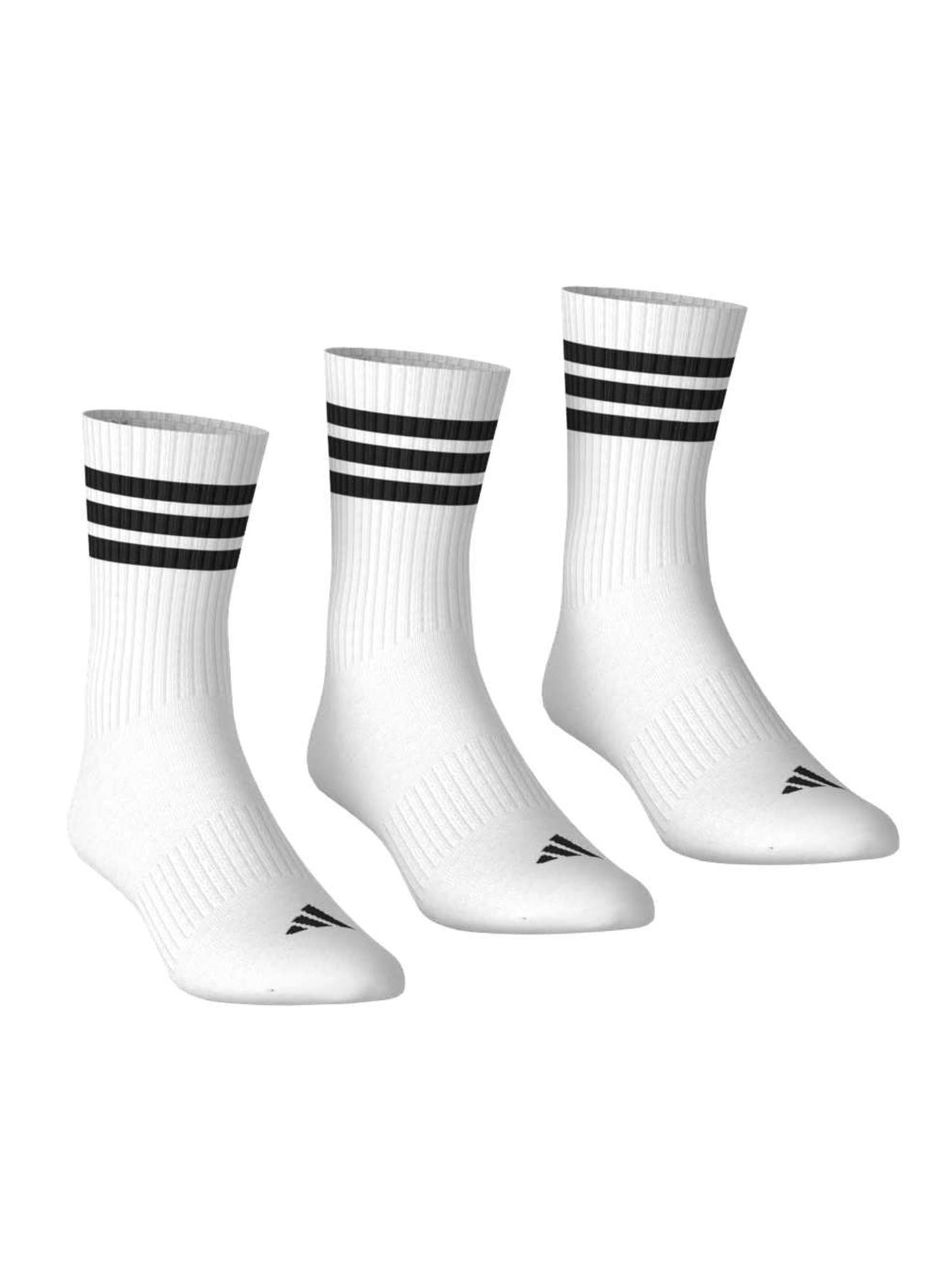 Set di 3 paia di calze alte Adidas Cushioned 3-Stripes bianche da uomo