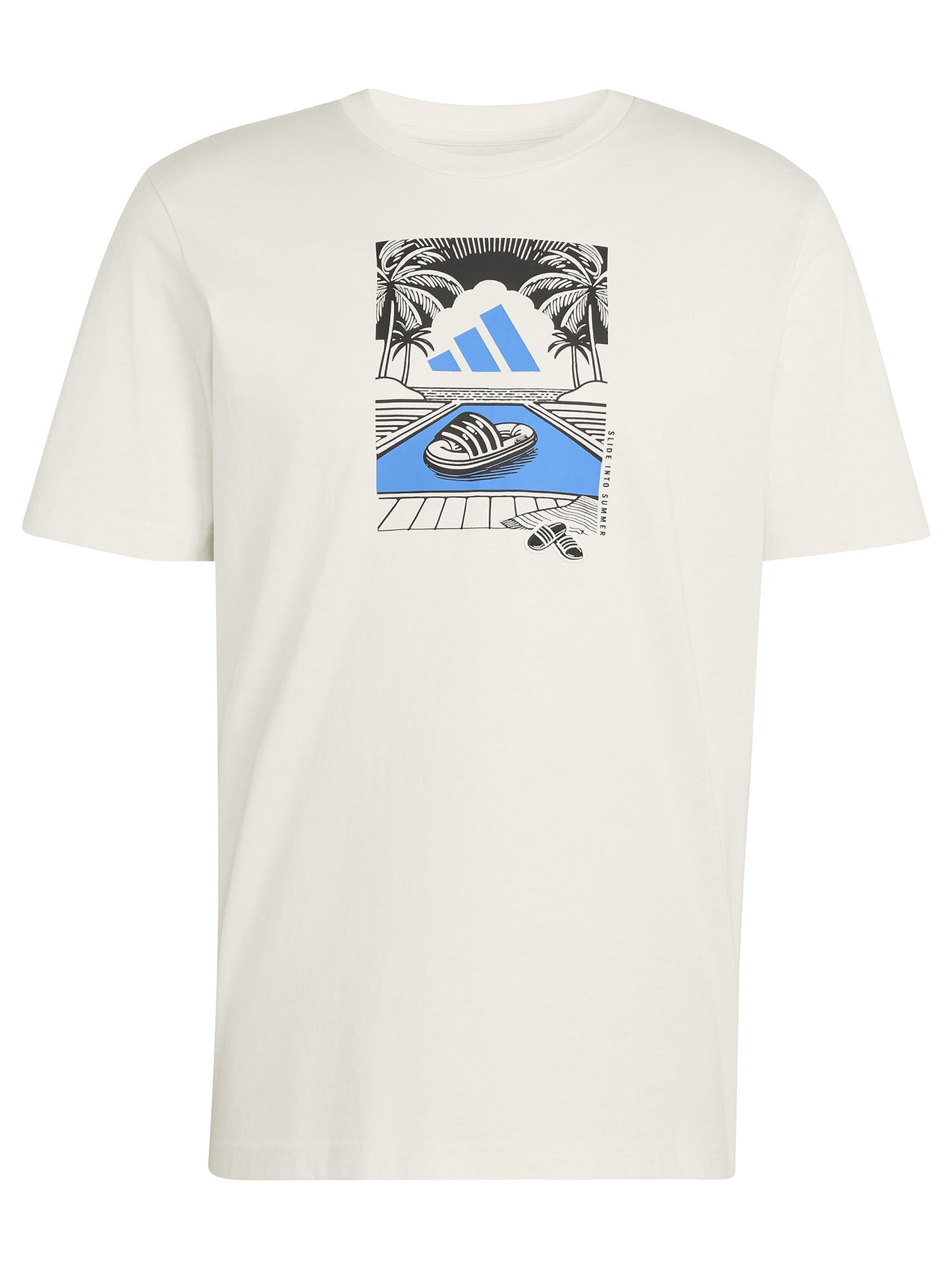 T-shirt Adidas Summer Slides Relax in cotone bianca da uomo
