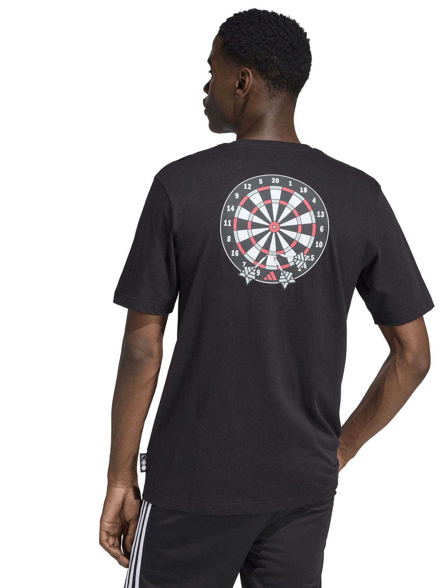 T-shirt nera Adidas con grafica freccette da uomo