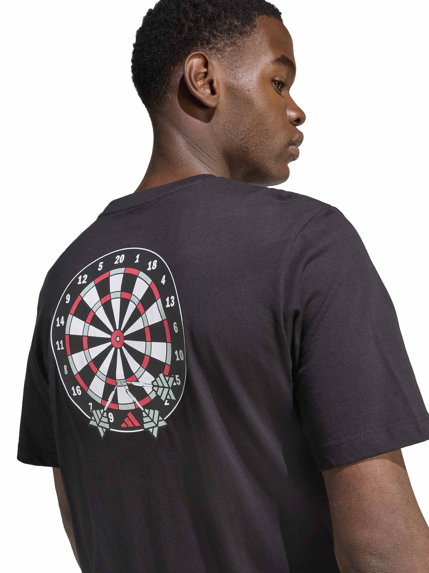 T-shirt nera Adidas con grafica freccette da uomo