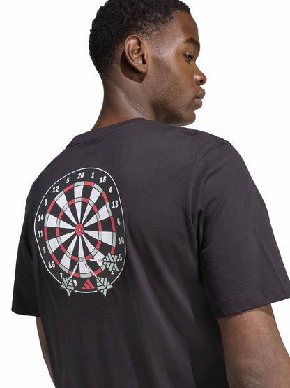 T-shirt nera Adidas con grafica freccette da uomo