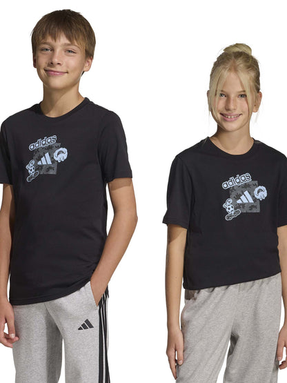 T-shirt Adidas nera a maniche corte bimbo/a