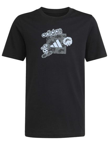 T-shirt Adidas nera a maniche corte bimbo/a
