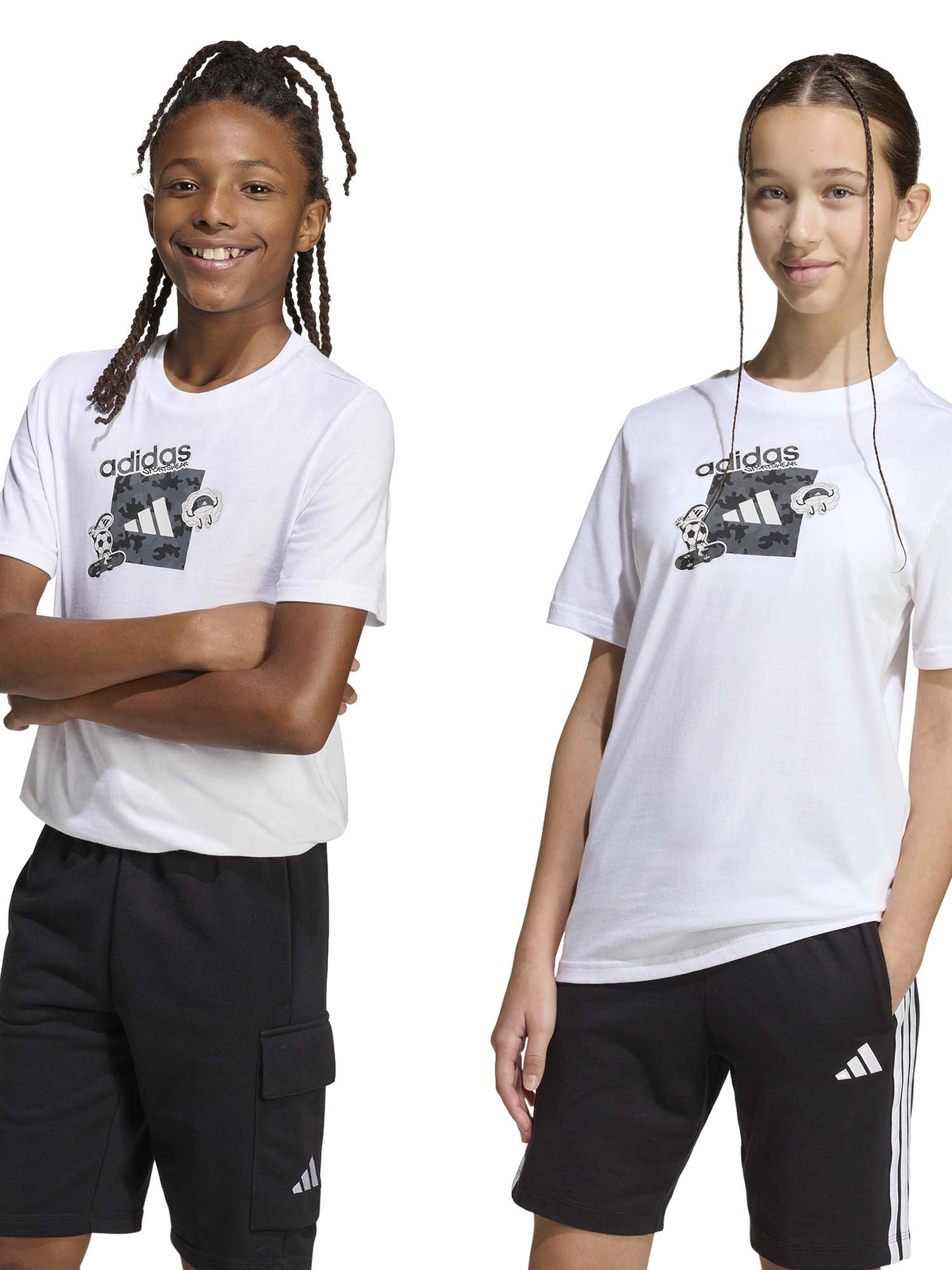 T-shirt Essentials Adidas da bambina bianca con girocollo