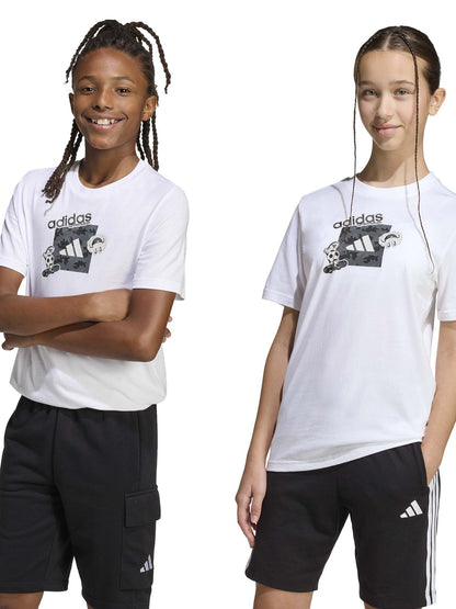 T-shirt Essentials Adidas da bambina bianca con girocollo