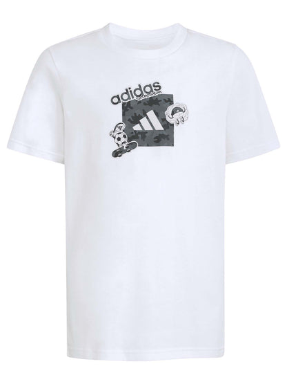 T-shirt Essentials Adidas da bambina bianca con girocollo
