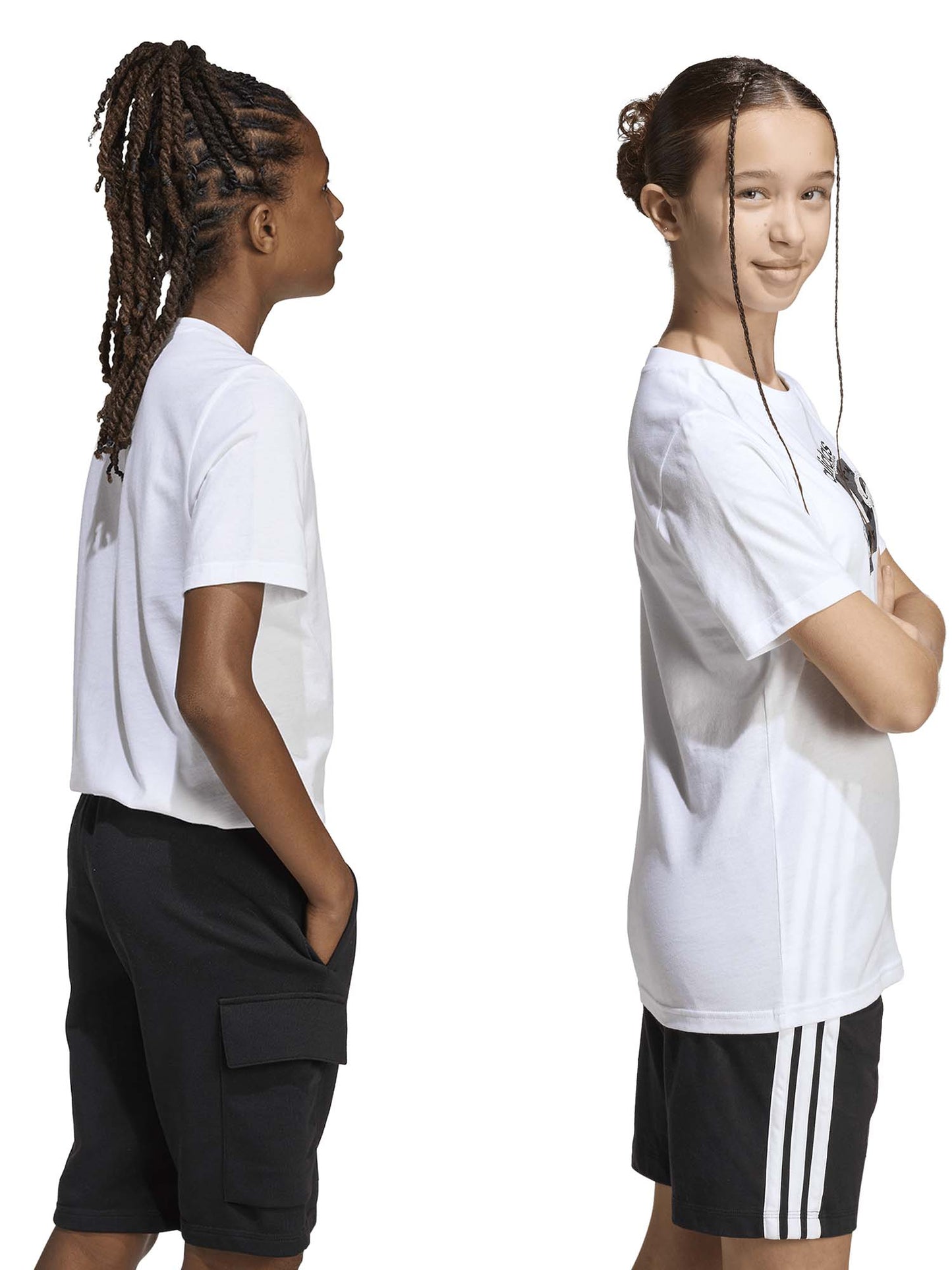 T-shirt Essentials Adidas da bambina bianca con girocollo