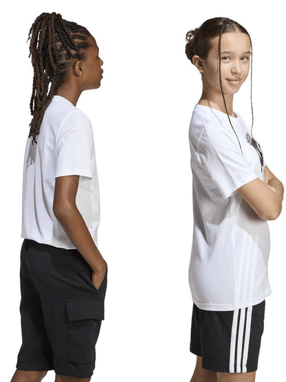 T-shirt Essentials Adidas da bambina bianca con girocollo