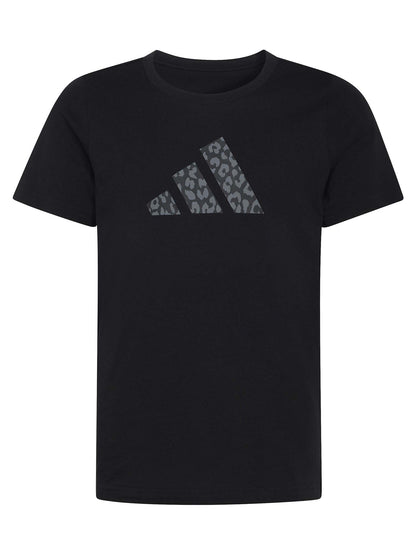 T-shirt nera Adidas con logo animalier per bambina