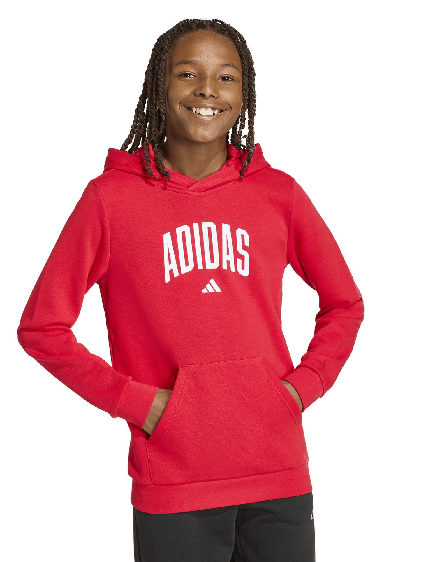 FELPA ROSSA ADIDAS CPN CAPPUCCIO E GRAFICA COLLEGE DA BAMBINA