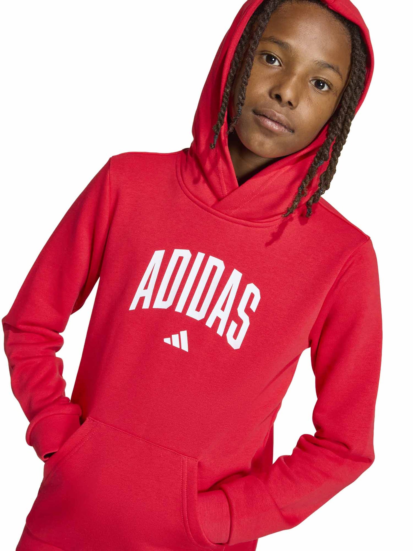FELPA ROSSA ADIDAS CPN CAPPUCCIO E GRAFICA COLLEGE DA BAMBINA