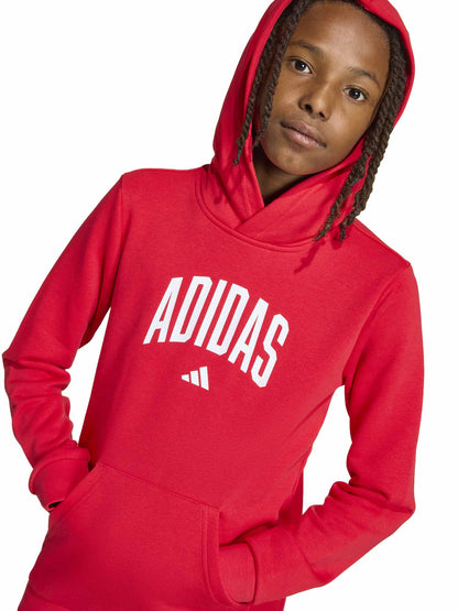 FELPA ROSSA ADIDAS CPN CAPPUCCIO E GRAFICA COLLEGE DA BAMBINA