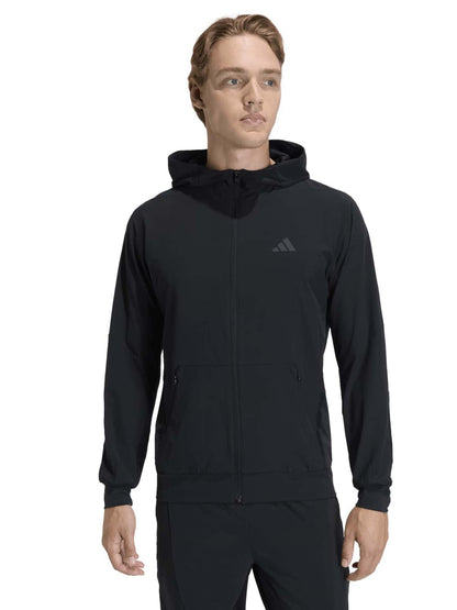 Adidas D4T Workout Full-Zip, felpa da uomo nera