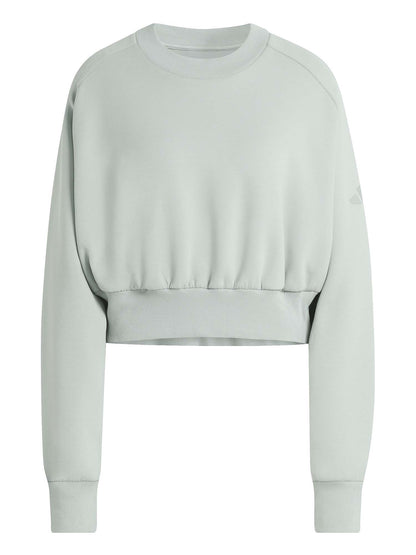 Felpa cropped verde Soft Lux di Adidas da donna con girocollo